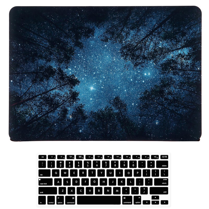 iDonzon Case for MacBook Air 13 inch (Model: A1466 & A1369, 2010-2017 Release), Soft-Touch Matte Plastic Hard Protective Cover & Keyboard Cover Compatible MacBook Air 13.3 inch - Forest Starry - Image 1
